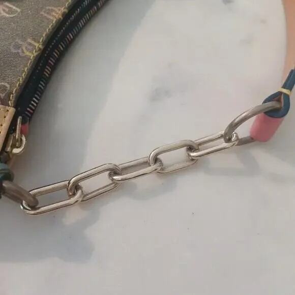 VTG Rare Dooney & Bourke Gray Multicolor Logo Baguette Bag Y2K 90s - Picture 13 of 16